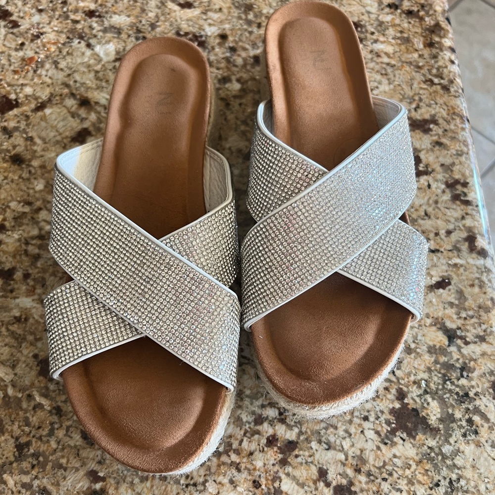COPY - New Ninety Union Rhinestone covered Espadrilles.  Size 8. Wedge- 2 1/2 i…